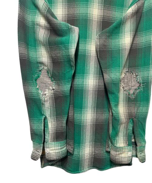 BOWWOW（バウワウ）BOWWOW (バウワウ) HEAVY WEIGHT FLANNEL SHIRTS AGING グリーン サイズ:Lの古着・服飾アイテム