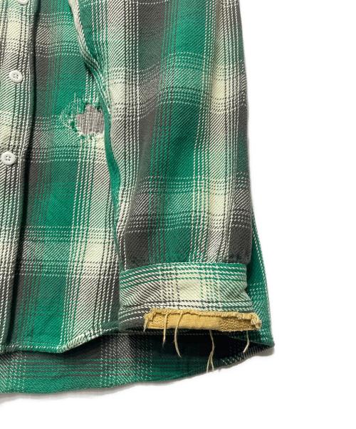 BOWWOW（バウワウ）BOWWOW (バウワウ) HEAVY WEIGHT FLANNEL SHIRTS AGING グリーン サイズ:Lの古着・服飾アイテム