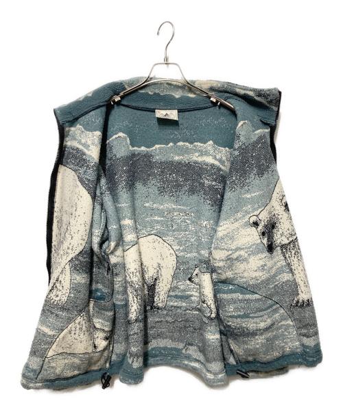 BLACK MOUNTAIN（ブラックマウンテン）BLACK MOUNTAIN (ブラックマウンテン) シロクマ柄フリースジャケット ブルー サイズ:XLの古着・服飾アイテム