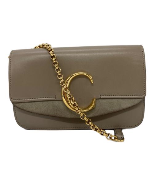Chloe（クロエ）Chloe (クロエ) スエード切替チェーンショルダーバッグ ベージュの古着・服飾アイテム