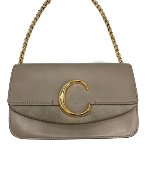Chloe（クロエ）Chloe (クロエ) スエード切替チェーンショルダーバッグ ベージュの古着・服飾アイテム