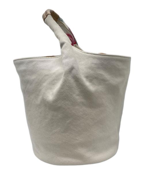 ISSEY MIYAKE（イッセイミヤケ）ISSEY MIYAKE (イッセイミヤケ) キャンバスハンドバッグ ホワイト×ピンクの古着・服飾アイテム