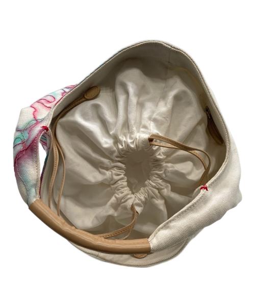 ISSEY MIYAKE（イッセイミヤケ）ISSEY MIYAKE (イッセイミヤケ) キャンバスハンドバッグ ホワイト×ピンクの古着・服飾アイテム