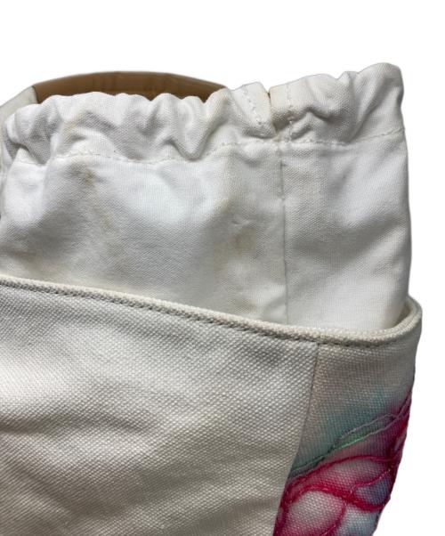 ISSEY MIYAKE（イッセイミヤケ）ISSEY MIYAKE (イッセイミヤケ) キャンバスハンドバッグ ホワイト×ピンクの古着・服飾アイテム