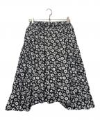 COMME des GARCONS COMME des GARCONSコムデギャルソン コムデギャルソン）の古着「フラワープリントスカート」｜ブラック×ホワイト