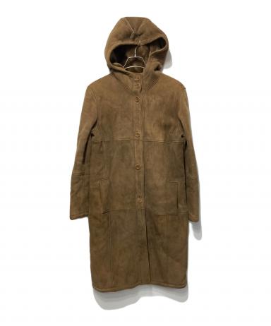 中古・古着通販】LOEWE (ロエベ) フード付ムートンコート ブラウン