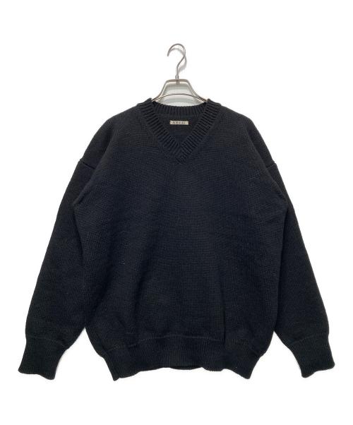 AURALEE（オーラリー）AURALEE (オーラリー) FELT WOOL YARN KNIT V-NECK P/O ブラック サイズ:5の古着・服飾アイテム