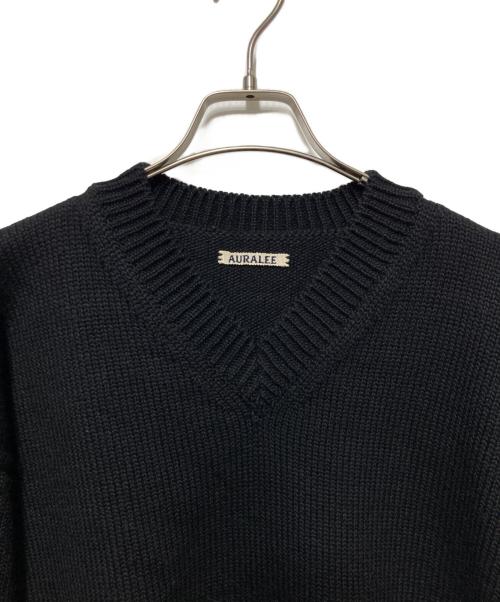 AURALEE（オーラリー）AURALEE (オーラリー) FELT WOOL YARN KNIT V-NECK P/O ブラック サイズ:5の古着・服飾アイテム