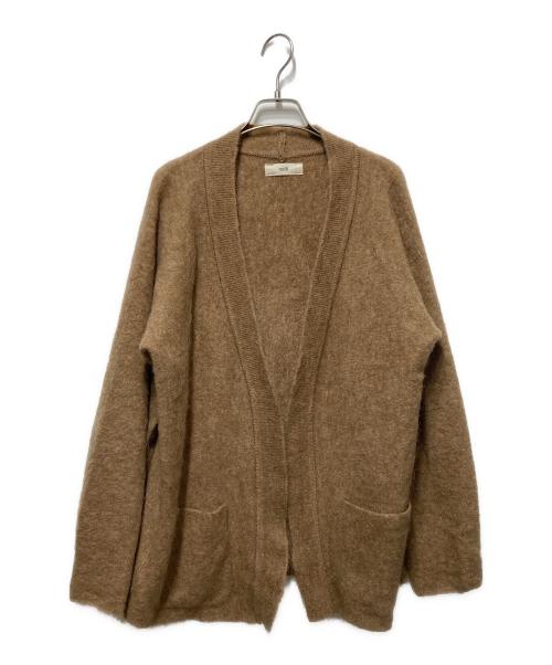 UNFIL（アンフィル）unfil (アンフィル) ストレッチスーパーキッドモヘア ボタンレスカーディガン ブラウン サイズ:5の古着・服飾アイテム