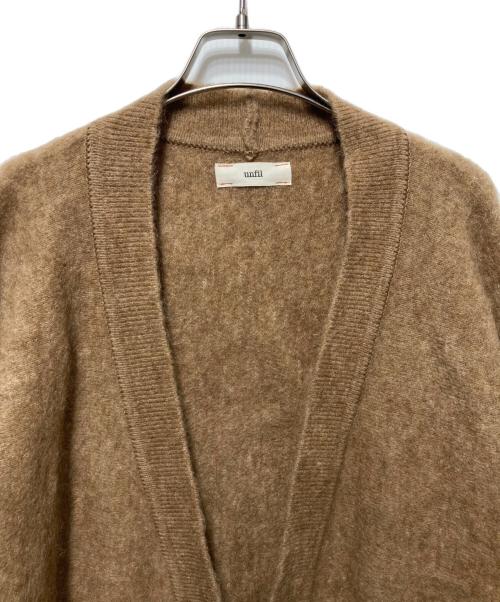 UNFIL（アンフィル）unfil (アンフィル) ストレッチスーパーキッドモヘア ボタンレスカーディガン ブラウン サイズ:5の古着・服飾アイテム