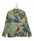 Sun Surfサンサーフ）の古着「壁縮緬アロハシャツ」｜グリーン