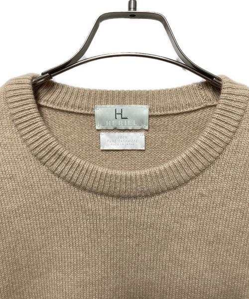 HERILL（ヘリル）HERILL (ヘリル) CASHMERE GOLDENCASH CREW ベージュ サイズ:2の古着・服飾アイテム