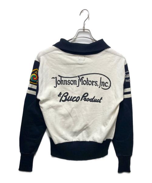 Buco（ブコ）Buco (ブコ) ハーフジップスウェット ホワイト×ブラック サイズ:Ｌの古着・服飾アイテム