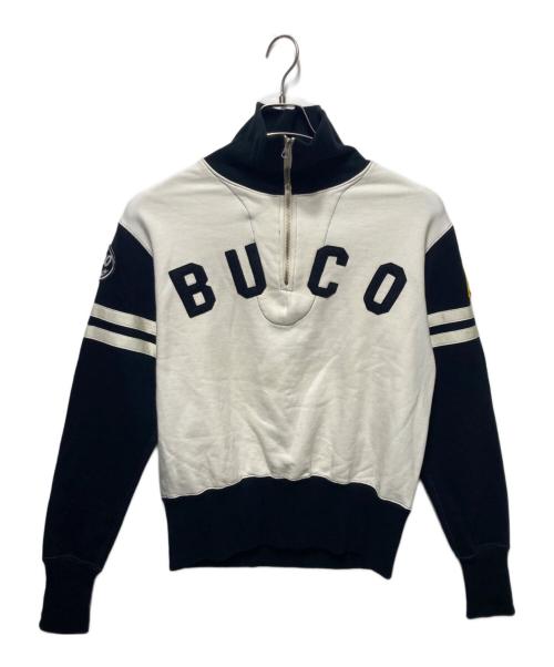 Buco（ブコ）Buco (ブコ) ハーフジップスウェット ホワイト×ブラック サイズ:Ｌの古着・服飾アイテム