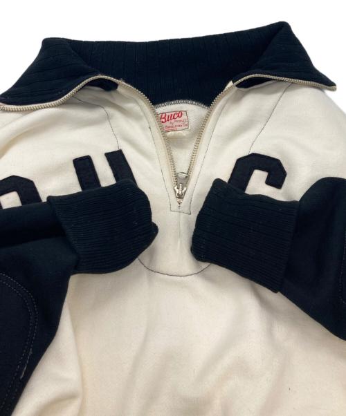 Buco（ブコ）Buco (ブコ) ハーフジップスウェット ホワイト×ブラック サイズ:Ｌの古着・服飾アイテム
