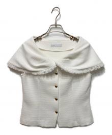 Noble（ノーブル）の古着「ファンシーツイードケープカラーブラウス」｜ホワイト