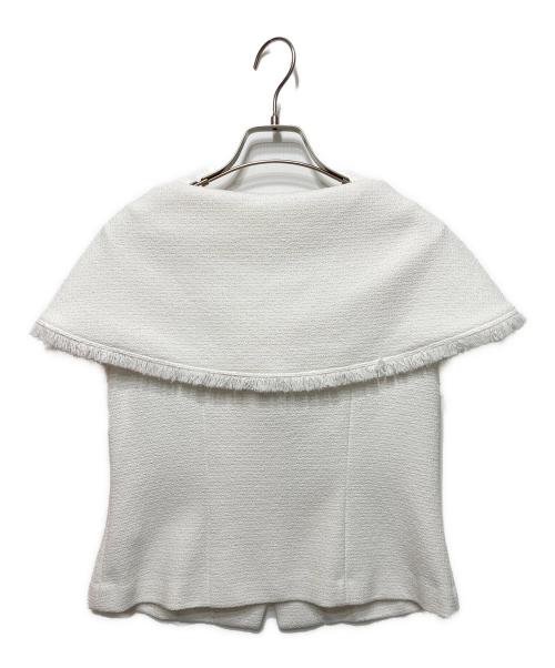 Noble（ノーブル）Noble (ノーブル) ファンシーツイードケープカラーブラウス ホワイト サイズ:なしの古着・服飾アイテム