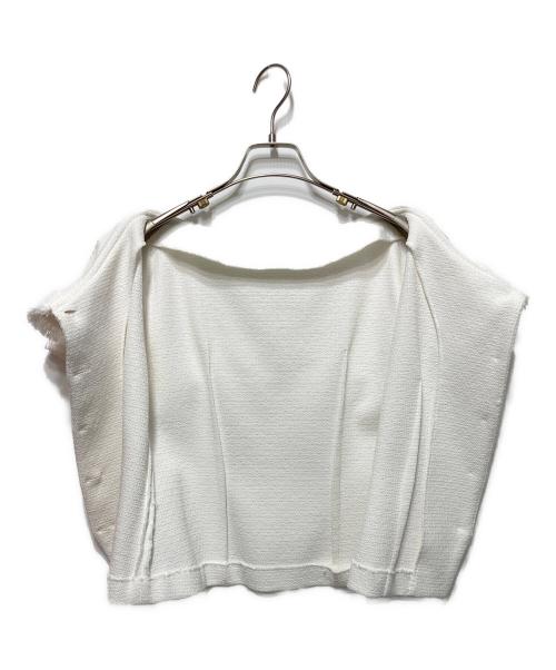 Noble（ノーブル）Noble (ノーブル) ファンシーツイードケープカラーブラウス ホワイト サイズ:なしの古着・服飾アイテム