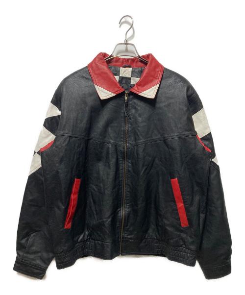 BURK`S BAY（バークズ ベイ）BURK`S BAY (バークズ ベイ) チェッカーフラッグレーシングジャケット ブラック サイズ:Lの古着・服飾アイテム