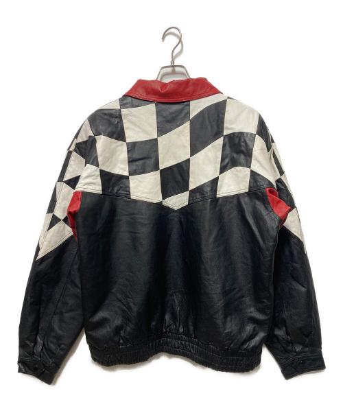 BURK`S BAY（バークズ ベイ）BURK`S BAY (バークズ ベイ) チェッカーフラッグレーシングジャケット ブラック サイズ:Lの古着・服飾アイテム