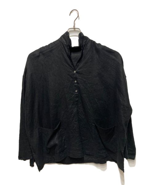 journal standard luxe（ジャーナルスタンダード ラックス）journal standard luxe (ジャーナルスタンダード ラックス) リネンワッシャー スキッパーシャツ ブラック サイズ:Freeの古着・服飾アイテム