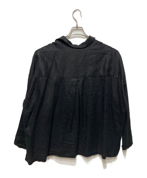 journal standard luxe（ジャーナルスタンダード ラックス）journal standard luxe (ジャーナルスタンダード ラックス) リネンワッシャー スキッパーシャツ ブラック サイズ:Freeの古着・服飾アイテム