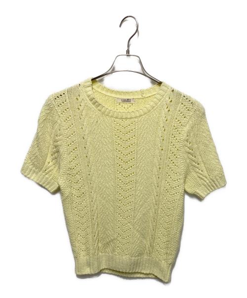 UNFIL（アンフィル）UNFIL (アンフィル) オープン ワークケーブル ニット セーター イエロー サイズ:Sの古着・服飾アイテム