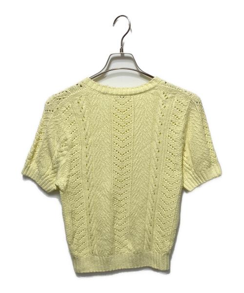 UNFIL（アンフィル）UNFIL (アンフィル) オープン ワークケーブル ニット セーター イエロー サイズ:Sの古着・服飾アイテム