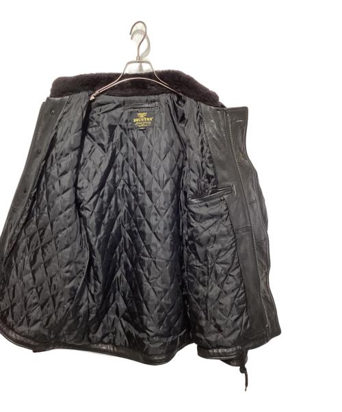 HOUSTON（ヒューストン）HOUSTON (ヒューストン) ベジタブルラムレザー N-1 デッキジャケット ブラック サイズ:42の古着・服飾アイテム