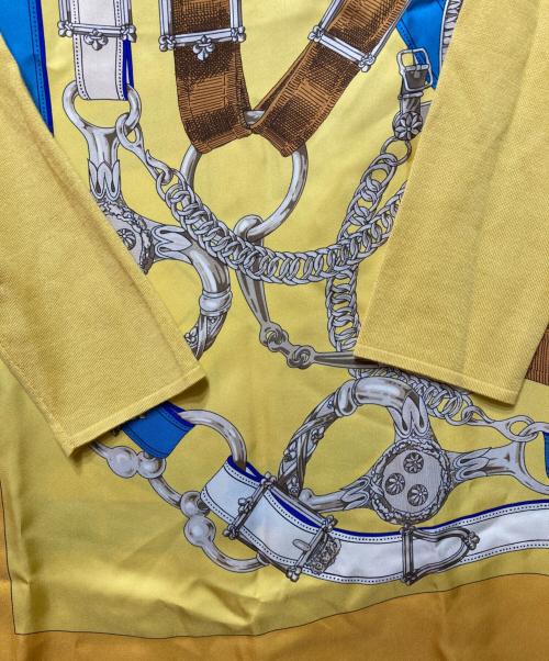 HERMES（エルメス）HERMES (エルメス) シルクカシミヤ切替総柄ニット イエロー サイズ:34の古着・服飾アイテム