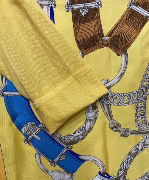 HERMES（エルメス）HERMES (エルメス) シルクカシミヤ切替総柄ニット イエロー サイズ:34の古着・服飾アイテム