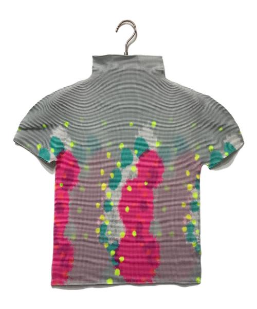 me ISSEY MIYAKE（ミーイッセイ ミヤケ）me ISSEY MIYAKE (ミーイッセイ ミヤケ) プリーツブラウス グレー×ピンク サイズ:なしの古着・服飾アイテム