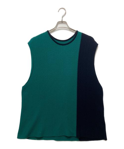 HOMME PLISSE ISSEY MIYAKE（オム プリッセ イッセイ ミヤケ）HOMME PLISSE ISSEY MIYAKE (オム プリッセ イッセイ ミヤケ) ニットベスト グリーン×ネイビー サイズ:-の古着・服飾アイテム