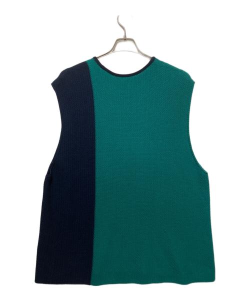 HOMME PLISSE ISSEY MIYAKE（オム プリッセ イッセイ ミヤケ）HOMME PLISSE ISSEY MIYAKE (オム プリッセ イッセイ ミヤケ) ニットベスト グリーン×ネイビー サイズ:-の古着・服飾アイテム