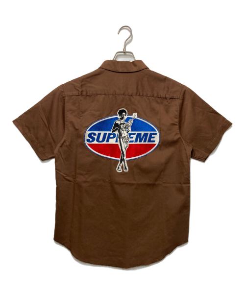 SUPREME（シュプリーム）Supreme (シュプリーム) Hysteric Glamour (ヒステリックグラマー) S/S Work Shirt ブラウン サイズ:Sの古着・服飾アイテム
