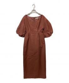 mideal（マイディール）の古着「ballon sleeve onepiece」｜ブラウン