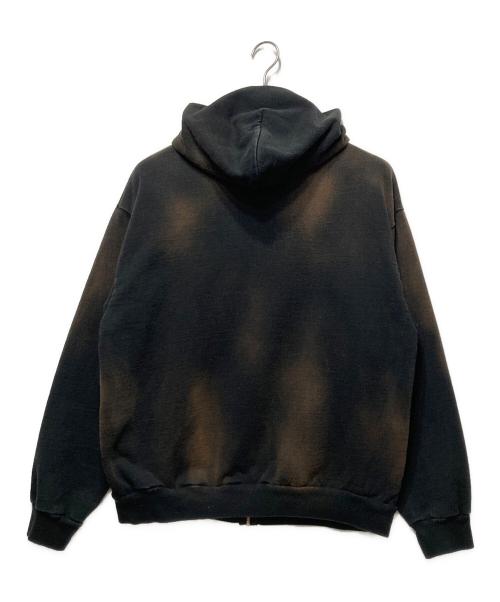 LOS ANGELES APPAREL（ロサンゼルスアパレル）LOS ANGELES APPAREL (ロサンゼルスアパレル) USED加工ジップパーカー ブラック×ブラウン サイズ:Ｌの古着・服飾アイテム