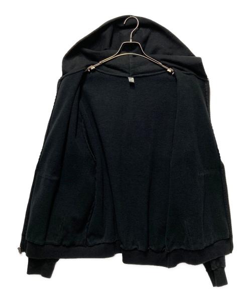 LOS ANGELES APPAREL（ロサンゼルスアパレル）LOS ANGELES APPAREL (ロサンゼルスアパレル) USED加工ジップパーカー ブラック×ブラウン サイズ:Ｌの古着・服飾アイテム