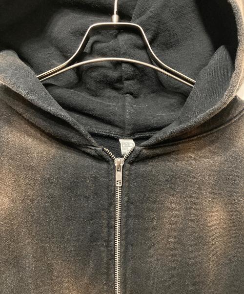 LOS ANGELES APPAREL（ロサンゼルスアパレル）LOS ANGELES APPAREL (ロサンゼルスアパレル) USED加工ジップパーカー ブラック×ブラウン サイズ:Ｌの古着・服飾アイテム