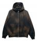 LOS ANGELES APPAREL（ロサンゼルスアパレル）の古着「USED加工ジップパーカー」｜ブラック×ブラウン