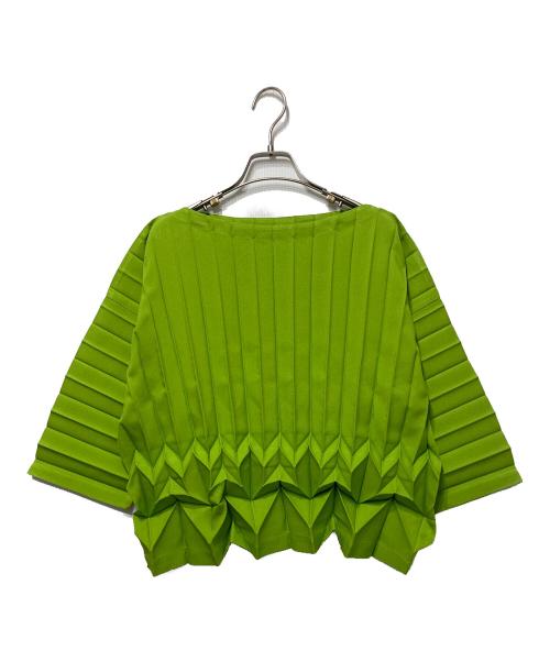 me ISSEY MIYAKE（ミーイッセイ ミヤケ）me ISSEY MIYAKE (ミーイッセイ ミヤケ) プリーツブラウス 黄緑 サイズ:なしの古着・服飾アイテム