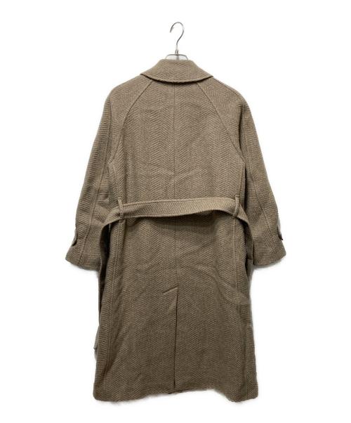 Phlannel（フランネル）Phlannel (フランネル) ヘリンボーンウールステンカラーコート ベージュの古着・服飾アイテム