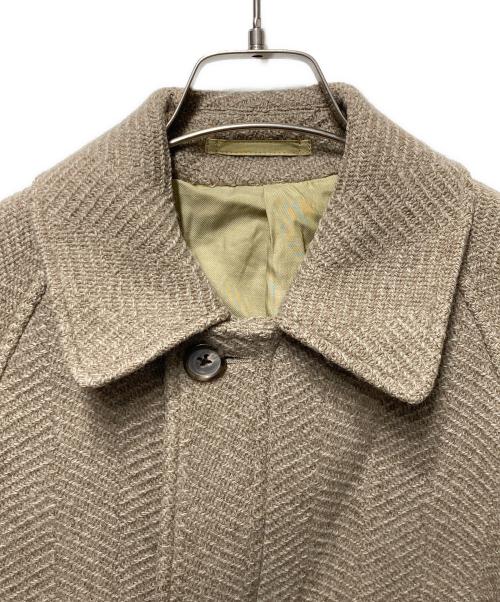 Phlannel（フランネル）Phlannel (フランネル) ヘリンボーンウールステンカラーコート ベージュの古着・服飾アイテム