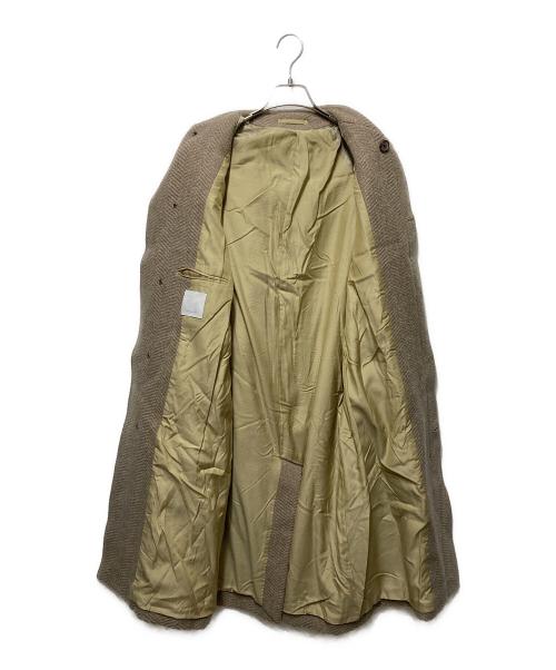 Phlannel（フランネル）Phlannel (フランネル) ヘリンボーンウールステンカラーコート ベージュの古着・服飾アイテム