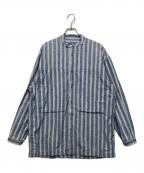 E.TAUTZイートーツ）の古着「COLLAR LESS LINEMAN SHIRT」｜ブルー
