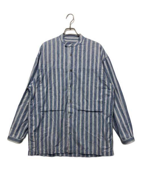 E.TAUTZ（イートーツ）E.TAUTZ (イートーツ) COLLAR LESS LINEMAN SHIRT ブルー サイズ:XSの古着・服飾アイテム
