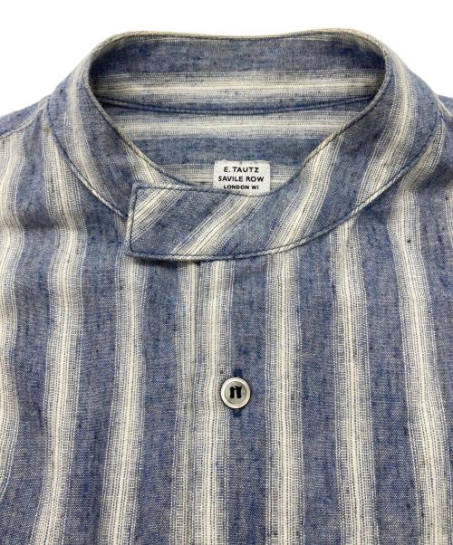 E.TAUTZ（イートーツ）E.TAUTZ (イートーツ) COLLAR LESS LINEMAN SHIRT ブルー サイズ:XSの古着・服飾アイテム