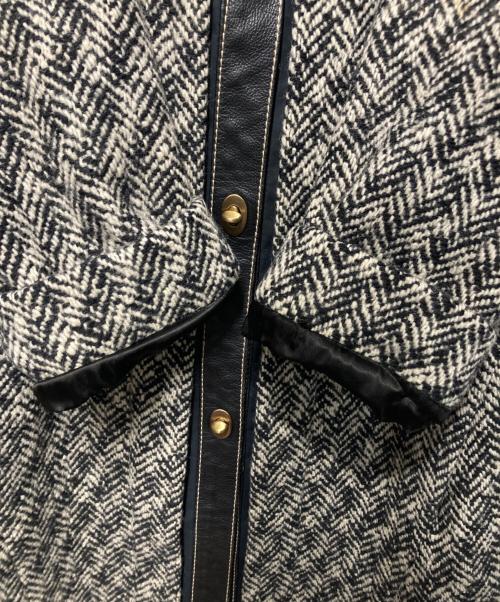 MIU MIU（ミュウミュウ）MIU MIU (ミュウミュウ) ツイードレザーコート ベージュ サイズ:38の古着・服飾アイテム