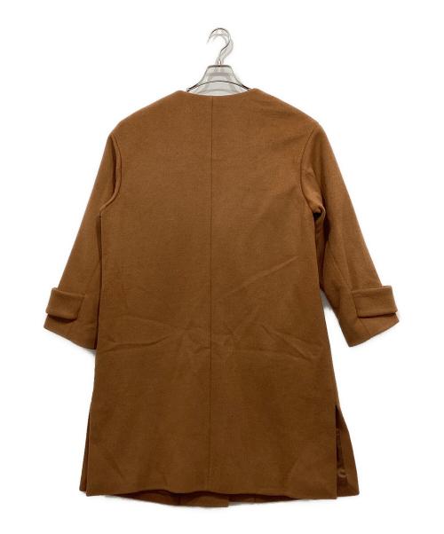 green label relaxing（グリーンレーベルリラクシング）green label relaxing (グリーンレーベルリラクシング) アンゴラビーバー スリット ノーカラー コート ブラウン サイズ:44の古着・服飾アイテム