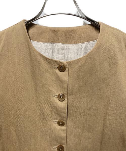 nest Robe（ネストローブ）nest Robe (ネストローブ) ノーカラージャケット ベージュ サイズ:freeの古着・服飾アイテム